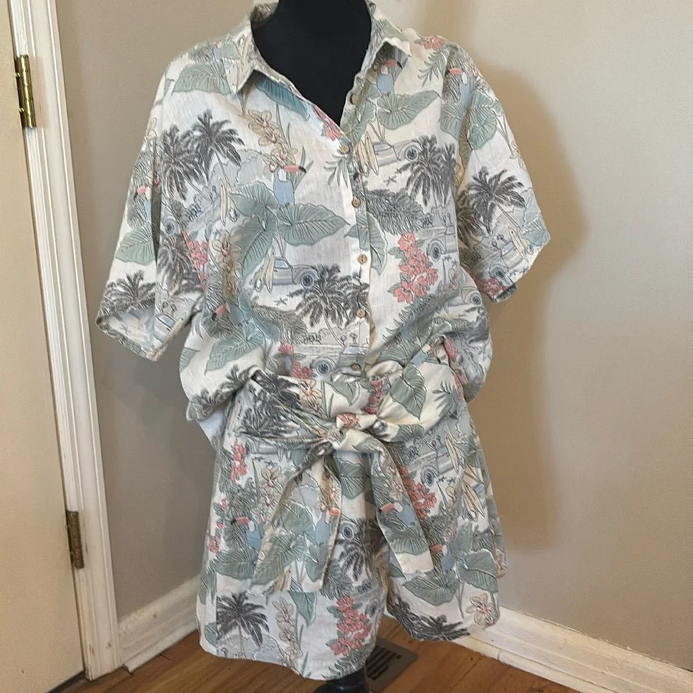 CC California Linen Surfing Print Short and Top Set Size XL - Picture 1 of 11